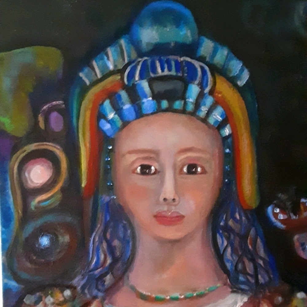Original oil painting Mayan King